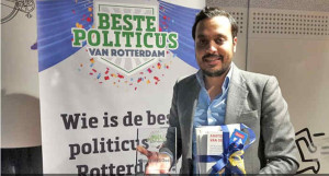 Politieke journalisten riepen NIDA-leider Nourdin el Ouali uit tot beste politicus van Rotterdam.